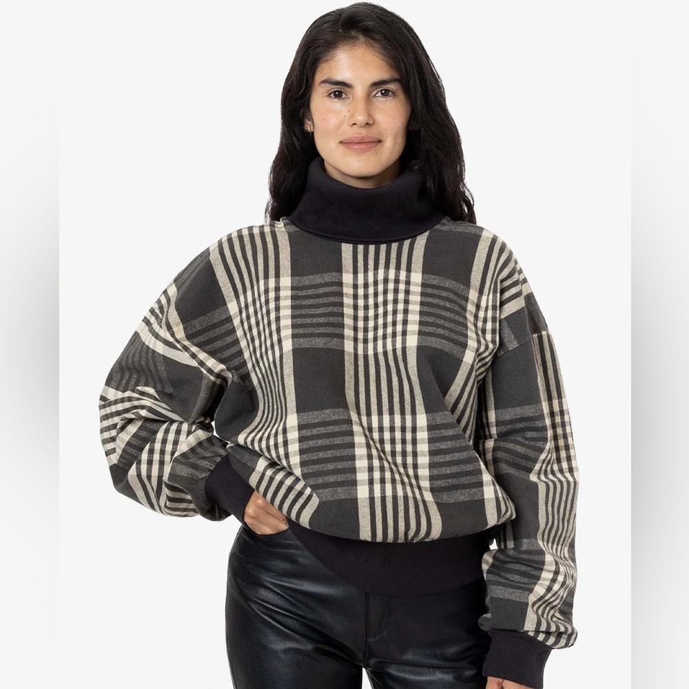 Los Angeles Apparel Plaid Turtle Neck Sweatshirt